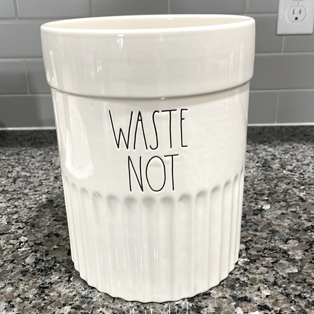 Rae Dunn “Waste Not” trash bin